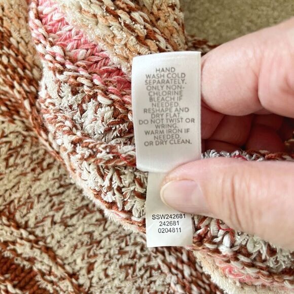 J. Jill Chunky Knit Stripe Open Front Cotton 3/4 Sleeve Cozy Cardigan Sweater - Picture 10 of 11